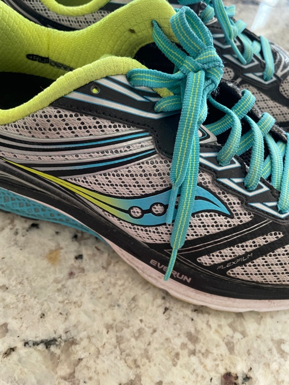 Saucony Women’s Gray, Teal and Lime Athletic Running Shoes